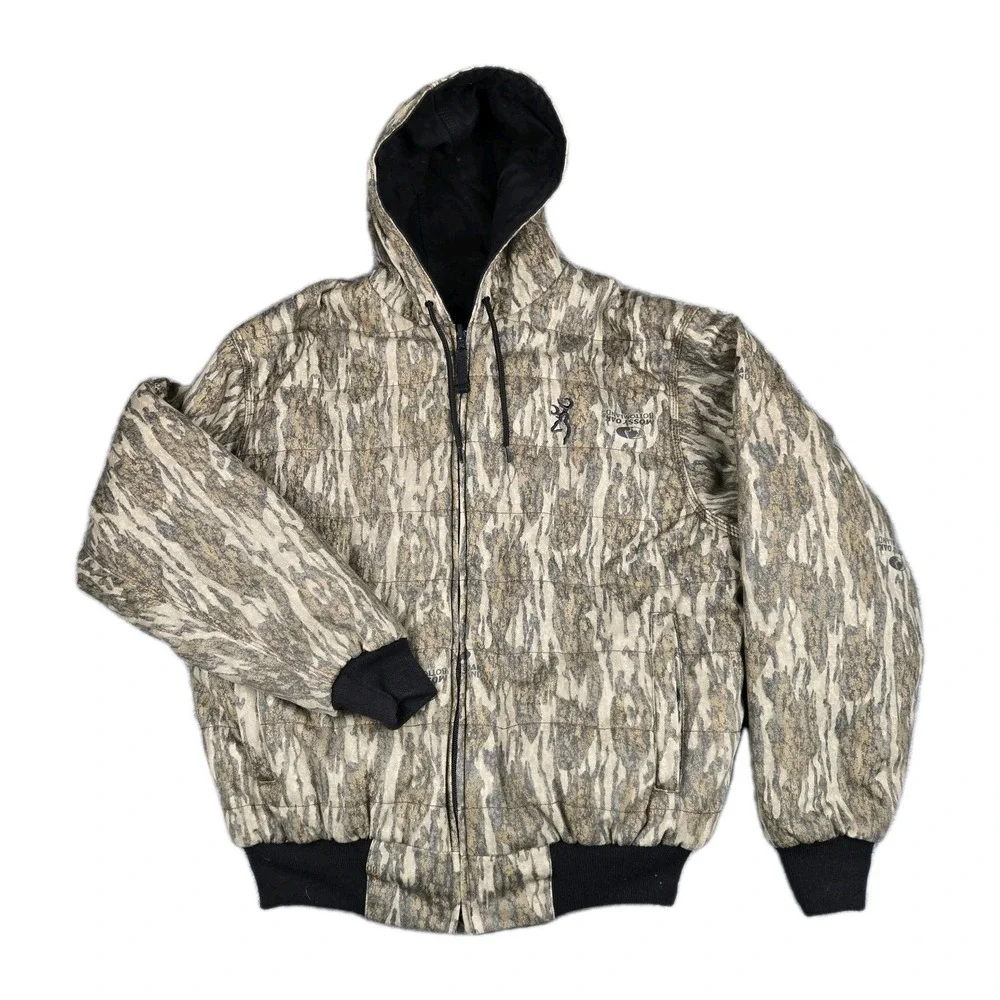 Browning Camo Jacket Coat Men's Size Small Hunting Reversible Gorpcore Mossy Oak